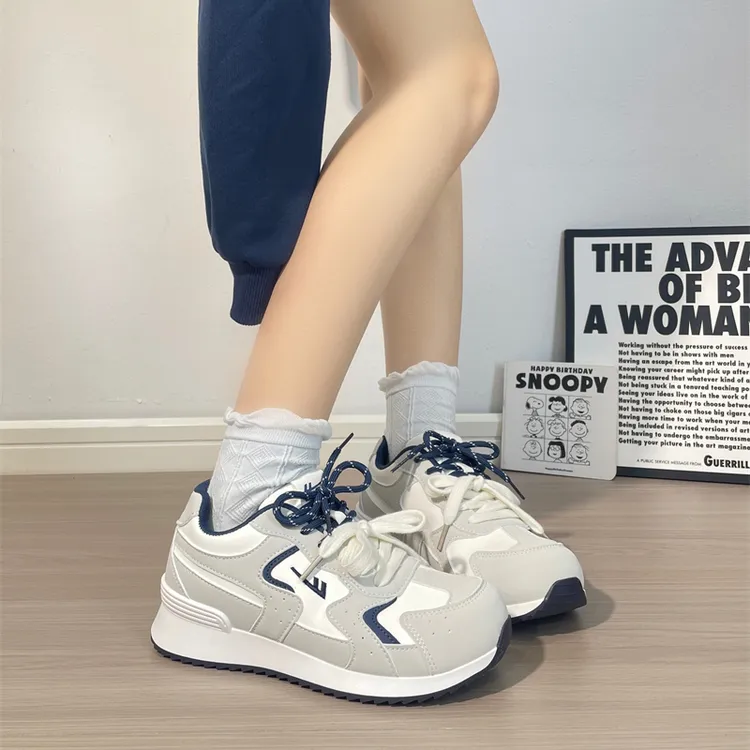 回力白蓝校园设计厚底登山鞋女2025新款爆款秋季百搭休闲小白鞋子