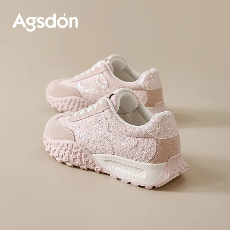 奥古狮登粉色阿甘德训鞋女2025新款秋季透气厚底薄款超火运动板鞋