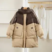【麦迪尚品03】50604413 拼色连帽羽绒服冬季女装品牌撤柜