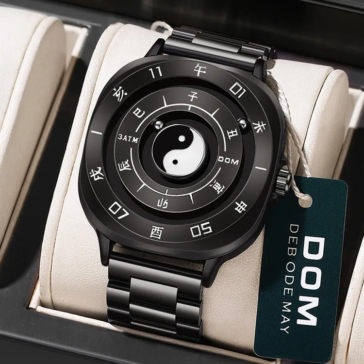☯️磁悬浮科技十二时辰创意设计男表国风太极八卦防水夜光男士手表