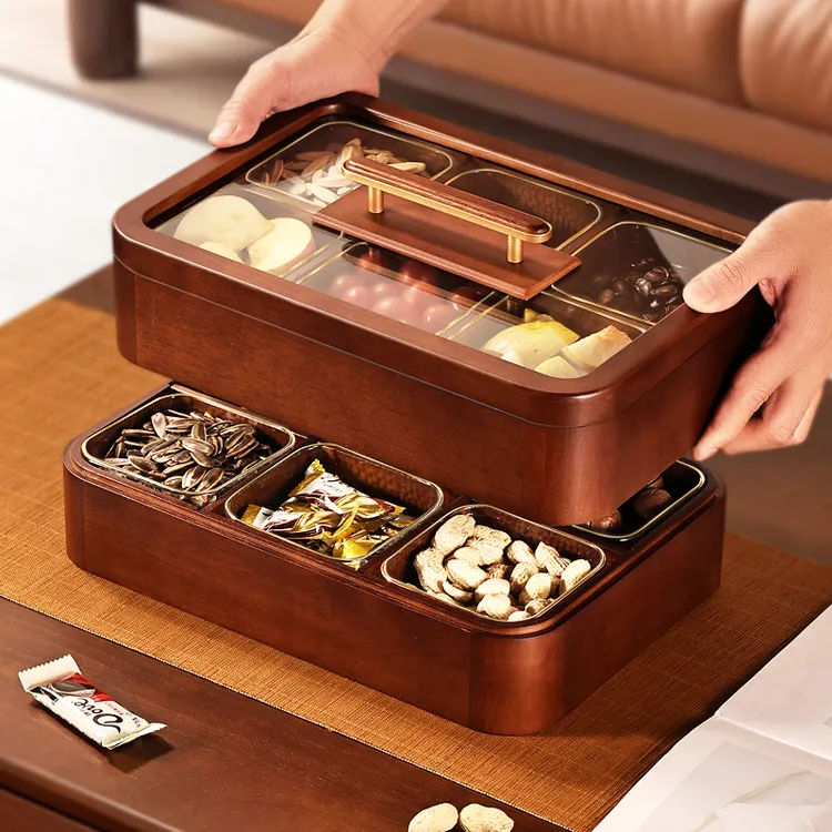 2025新款实木果盘高端精致糖果盘水果盘家用轻奢收纳盒客厅坚果盒