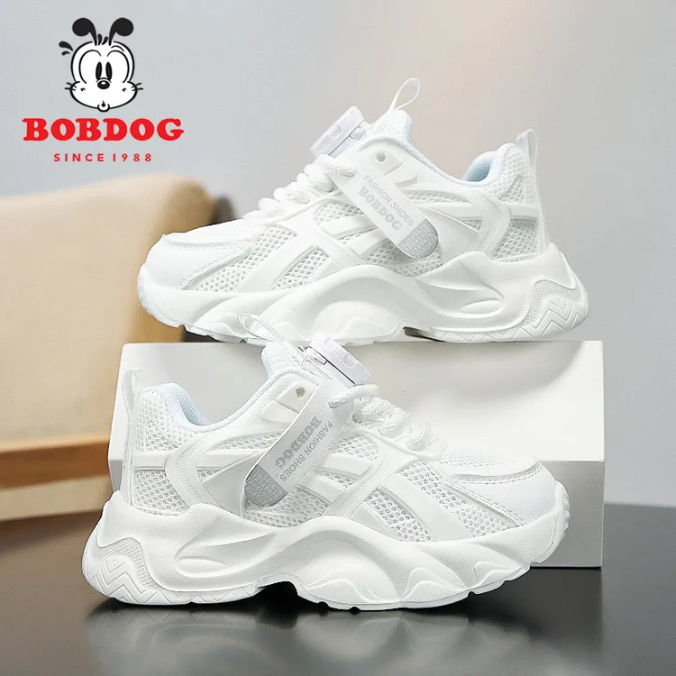 巴布豆童鞋女童小白鞋2025新款网面透气儿童白色运动鞋男童鞋子春