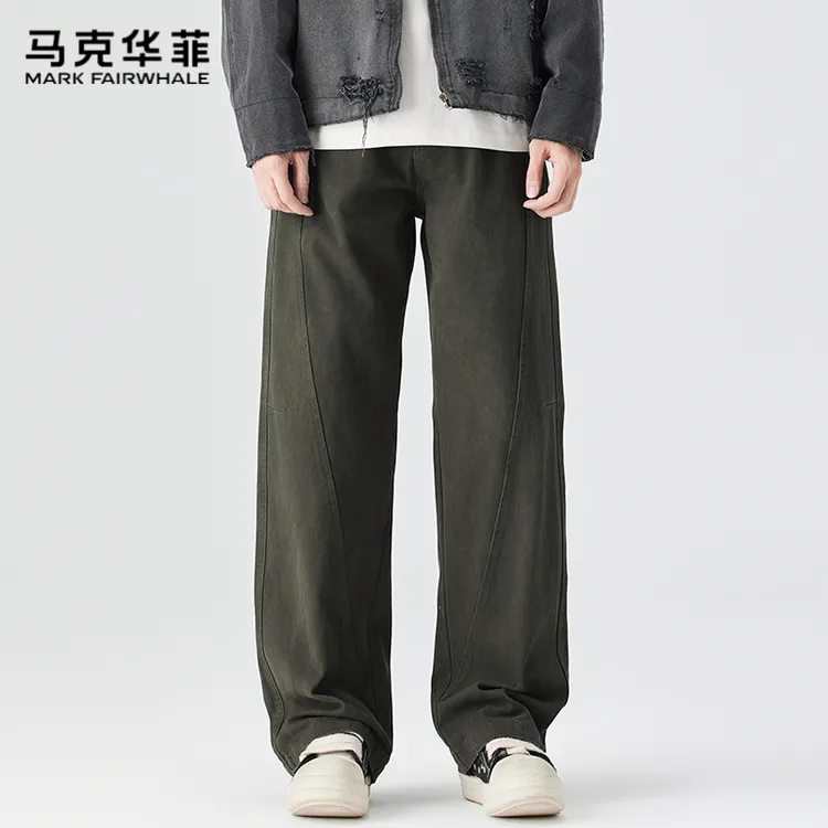 马克华菲秋冬爆款宽松直筒男士休闲裤纯棉美式复古潮流时尚阔腿裤