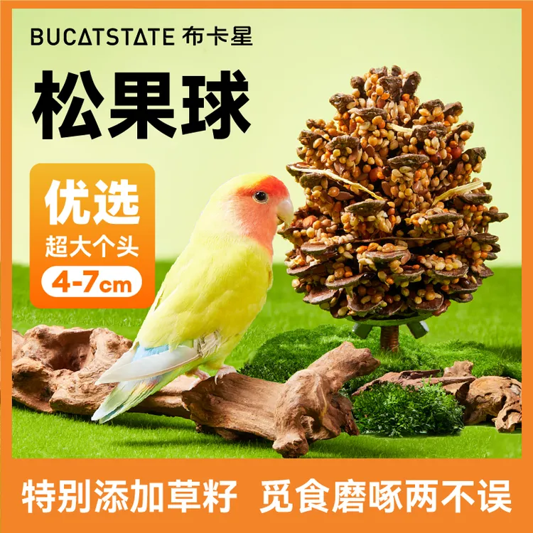 布卡星鹦鹉奖励训练零食磨喙松果球鸟粮牡丹玄凤啃咬玩具专用食物