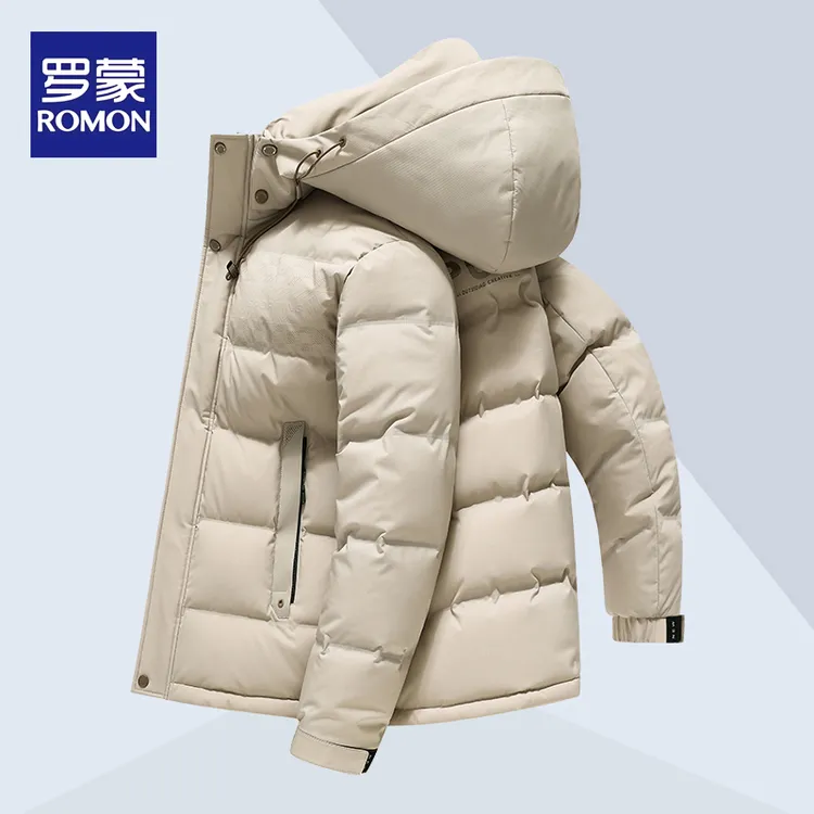 【90白鸭绒】罗蒙加厚羽绒服短款可拆卸帽冬季百搭防寒服外套9819