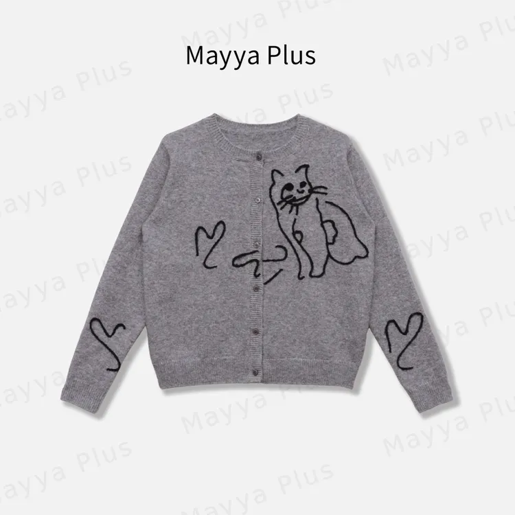 【小猫开衫】Mayya Plus麦芽定制气质显瘦流光风毛织上衣32537295