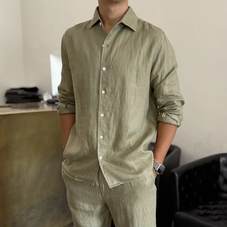PABO | 夏日特惠老钱风亚麻衬衫&长裤高级感休闲套装 【100%亚麻】