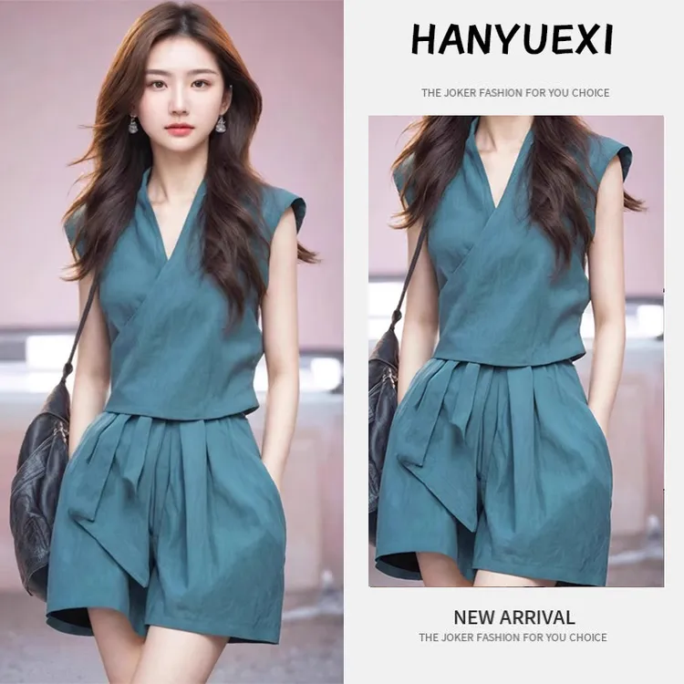 夏季一整套女装2025新款韩版减龄显瘦休闲时尚短袖上衣短裤两件套