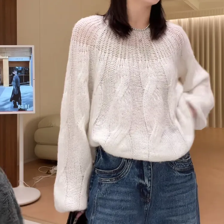 【麻花香颂】气质温柔柔软垂感设计感毛衣秋冬季百搭显瘦慵懒针织衫