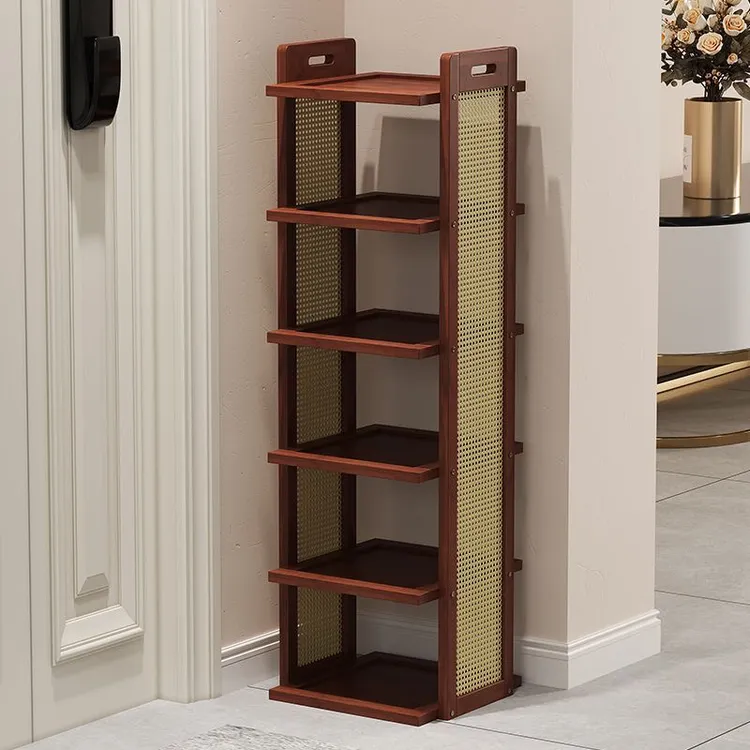 家用门口多层鞋架竹制简易简约夹缝鞋架子室内楼道置物架鞋柜耐用