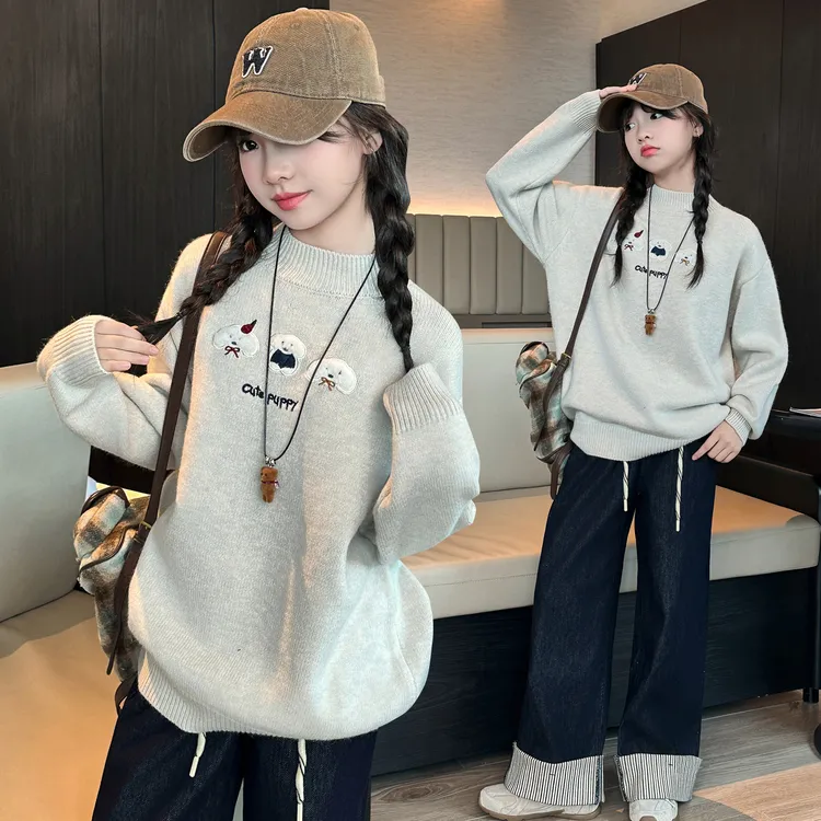 女童毛衣秋冬2025新款儿童洋气超好看针织衫上衣女大童冬季打底衫