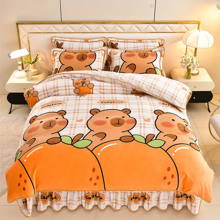 牛奶绒四件套冬款加绒加厚珊瑚绒2025新款双面法兰绒被套床上用品