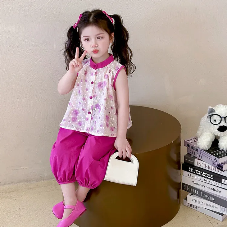 【4.9万人收藏】女童碎花背心休闲套装夏季儿童洋气衣服宝宝夏款时