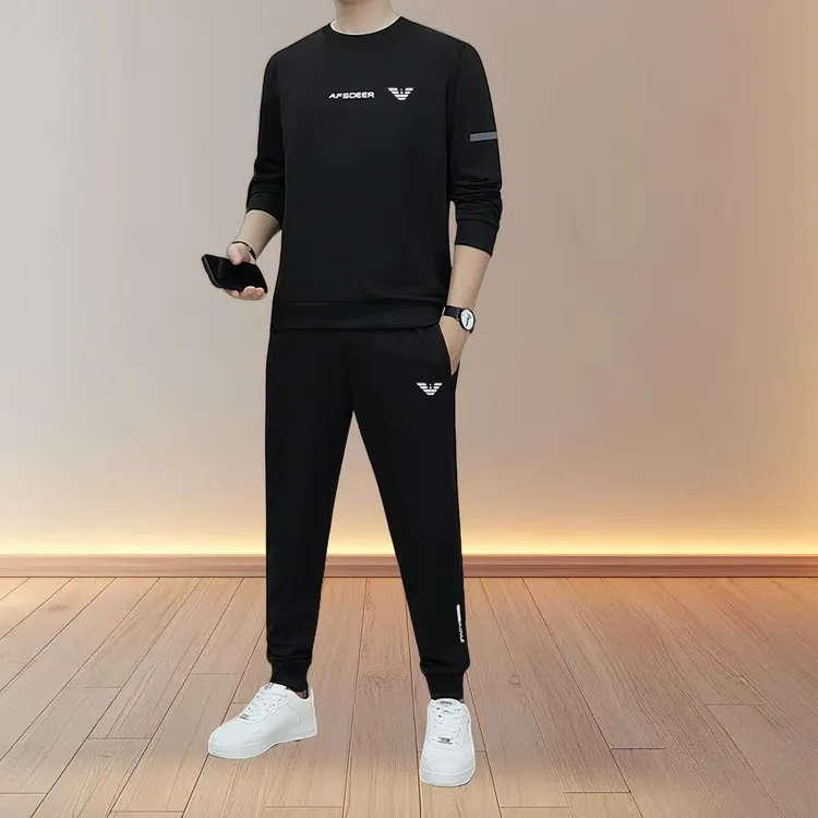 品牌男士休闲运动卫衣套装秋冬季新款时尚百搭圆领卫衣卫裤穿显瘦