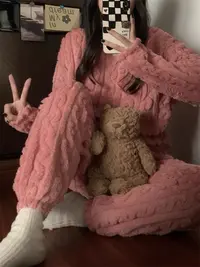 010睡衣女加厚暖暖套装女珊瑚绒秋冬天保暖爆款家居服两件套百搭