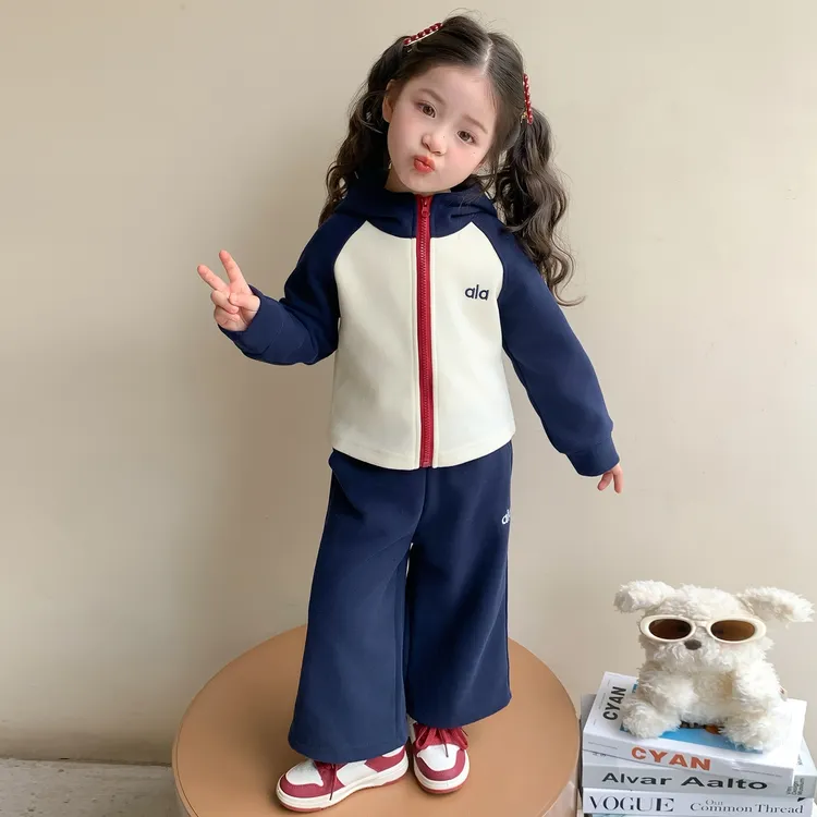 女童运动套装春秋新款儿童拼色外套时髦洋气秋装女宝宝休闲两件套
