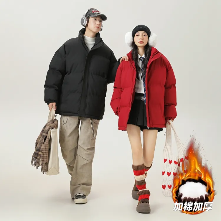 【新年战衣】超厚北方抗寒棉服设计感棉衣外套潮牌情侣立领面包服