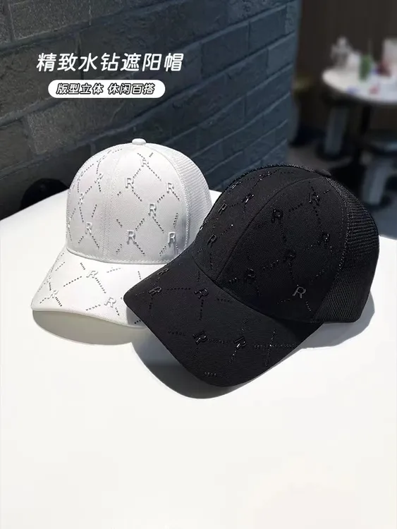 字母水钻网格帽子遮阳防晒帽子时尚户外休闲百搭夏季