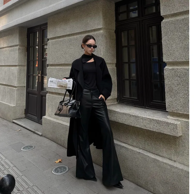 欧美风街头女气质长款外套2025秋冬季新款显瘦内搭修身洋气阔腿裤