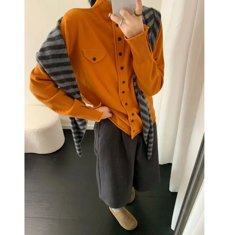 DALIANSU/大脸酥-4777  秋冬设计感排口针织打底衫