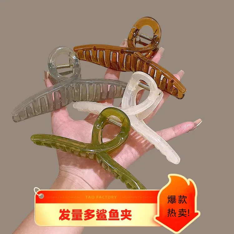 发夹女后脑勺盘发抓夹大号网红气质鲨鱼夹子头饰简约发卡子量多