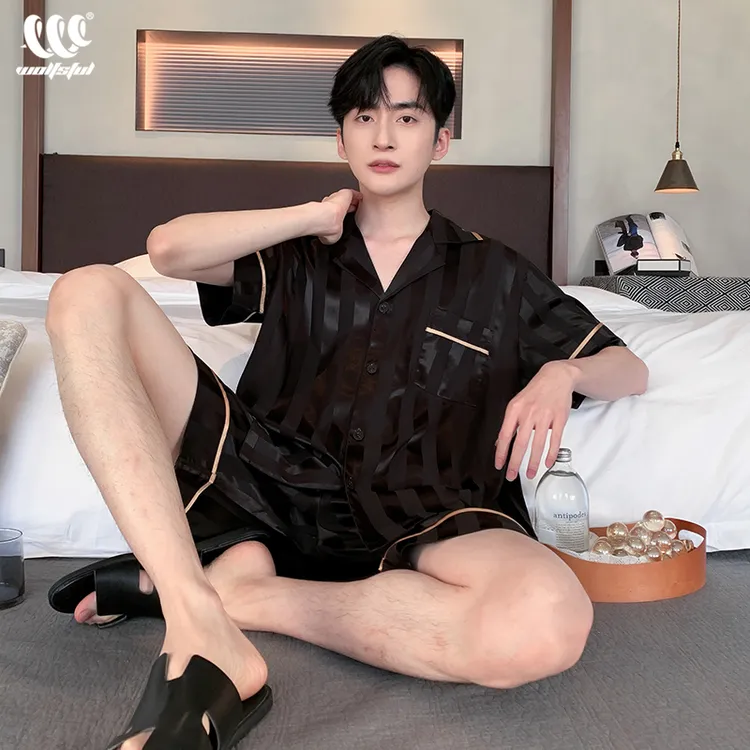 轻奢睡衣男士夏季冰丝短袖夏天仿真丝绸薄款夏款男款夏家居服套装