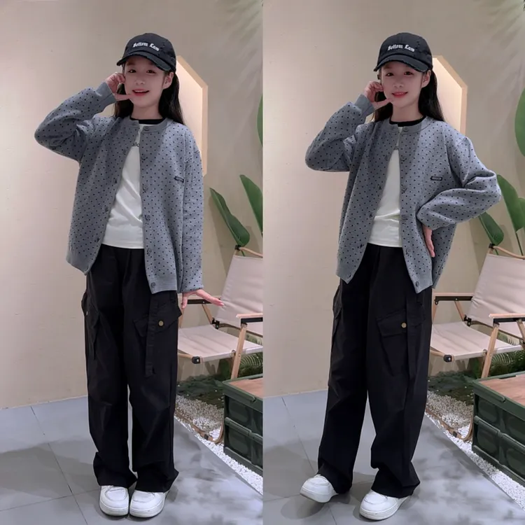 女童针织外套秋2025新款时尚大童女孩毛衣开衫儿童装洋气秋装上衣