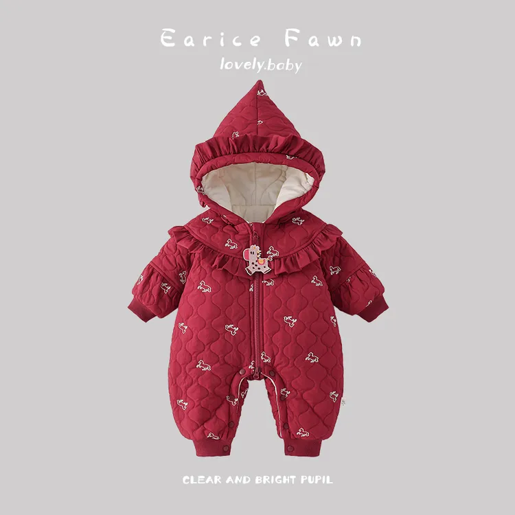 YM婴儿衣服冬天冬季新生宝宝加厚连体衣初生棉袄可爱超萌外出服冬