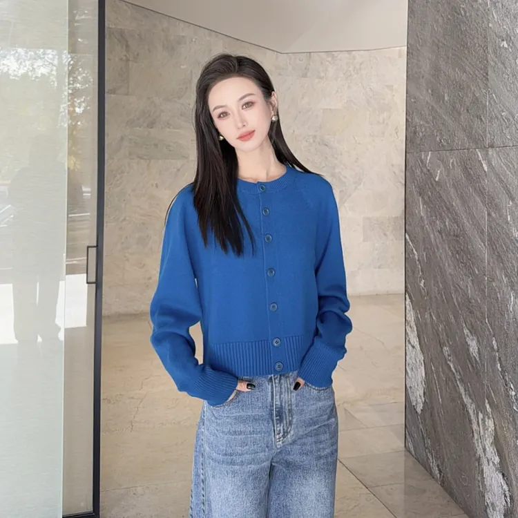 AMASS/阿玛施秋冬爆款保暖时尚圆领慵懒百搭羊毛针织开衫548033