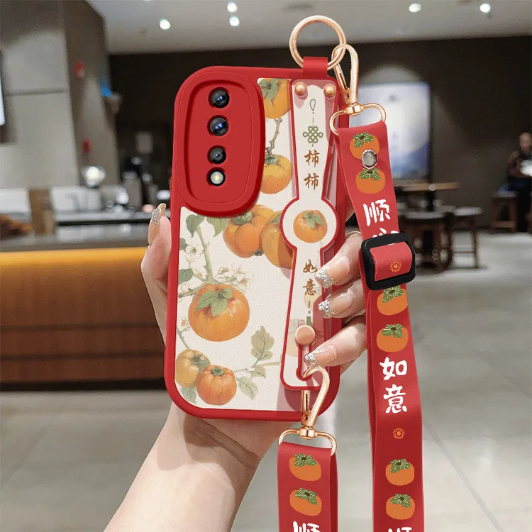 适用华为荣耀80手机壳80pro斜挎挂绳80GT全包保护套80se硅胶软壳