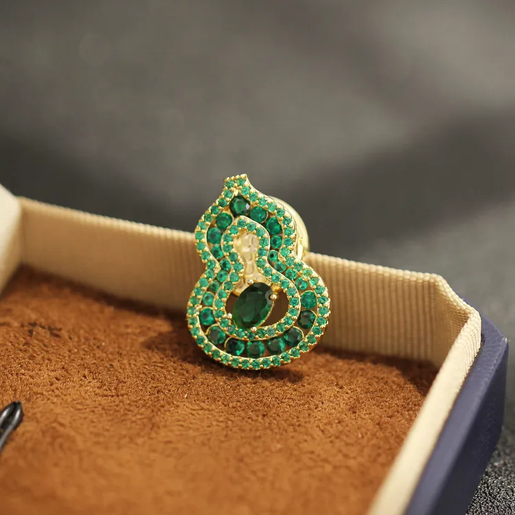 新款复古祖母绿精致福禄葫芦磁吸扣简约百搭衬衫防走光磁铁扣