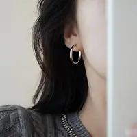 925银耳饰 法式圈圈耳环女2025新款爆款耳钉小众素圈耳圈耳扣爆款