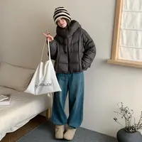 云朵泡芙短款连帽羽绒服女2025新款冬季保暖白鸭绒面包服外套欧货