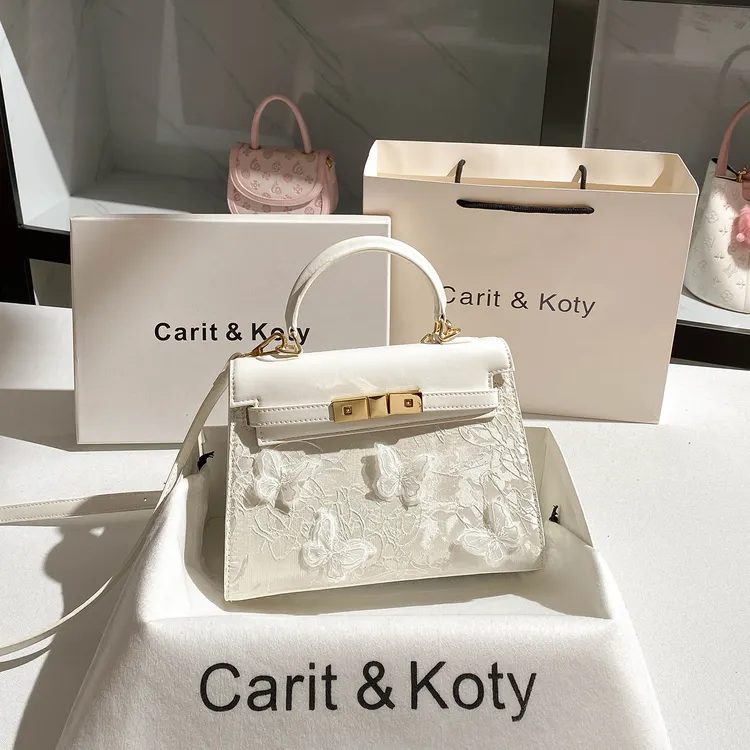 Carit Koty芭蕾风小众蝴蝶刺绣凯莉包包女士2025新款高级感手提包