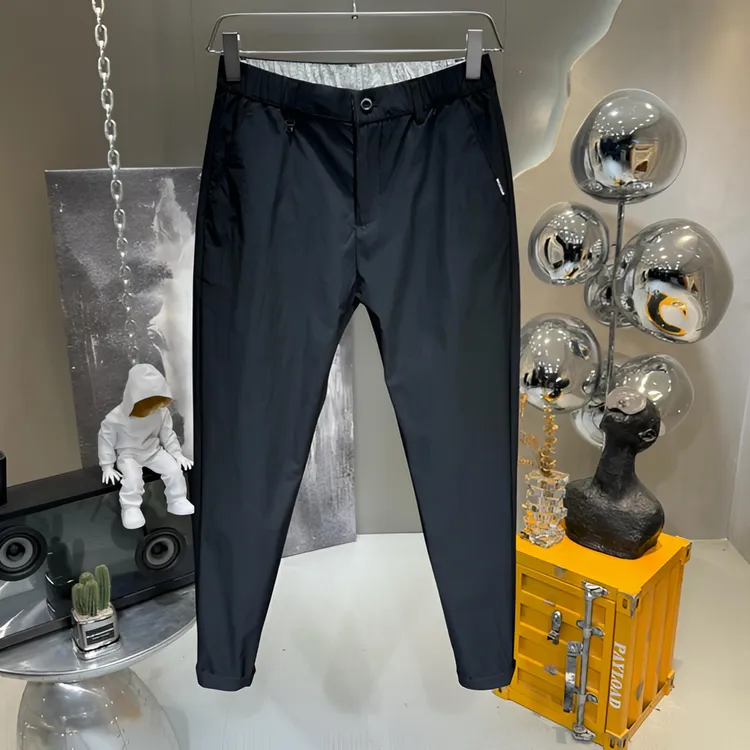 夏季薄款四面弹力百搭透气商务休闲裤男新款面料通勤九分半裤子男