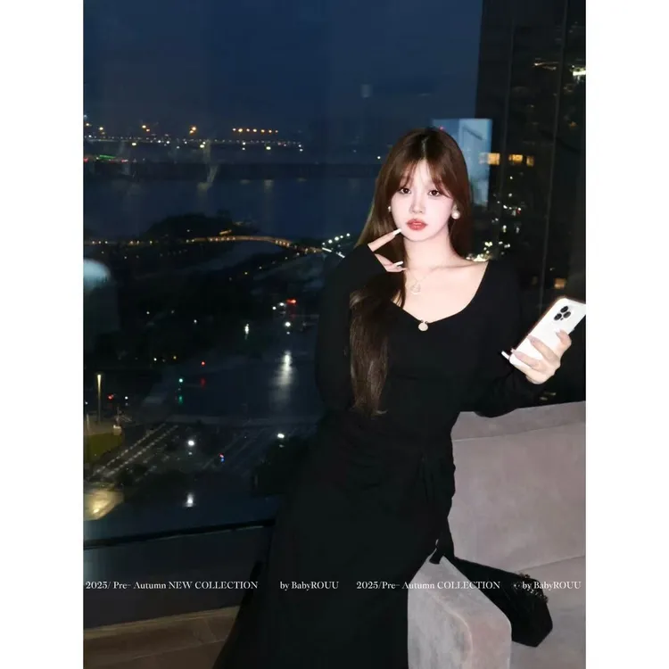 【现货】【温柔缱绻】温与柔气质姐感性感不规则轻熟罗马浪漫风连衣裙