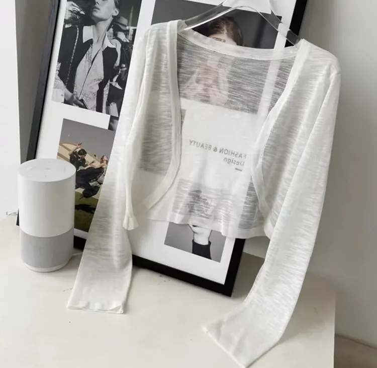 （送运费险）现货冰丝防晒网纱开衫夏季女款短外套薄款披肩空调衫