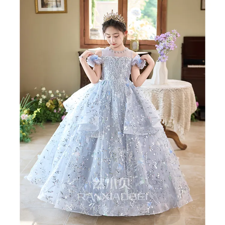 女童高端钢琴礼服夏季走秀高级感生日小女孩主持人女童生日礼服裙