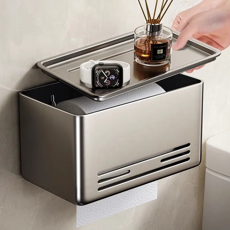 卫生间纸巾盒免打孔壁挂式浴室洗手间抽纸盒置物架不锈钢厕纸盒