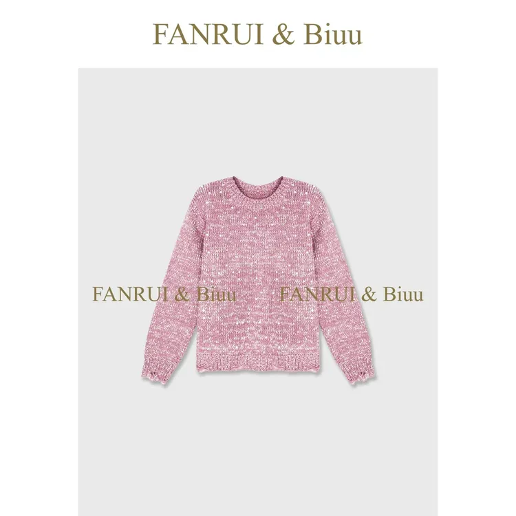 FANRUI/泛芮「暖愈绒」羊毛颗粒混纱洋气百搭高级感针织毛衣B19529