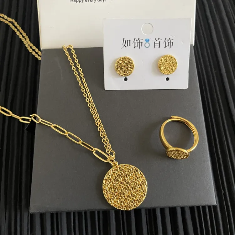 铜合金项链 如饰 圆形AB链三件套套装金色百搭时尚首饰