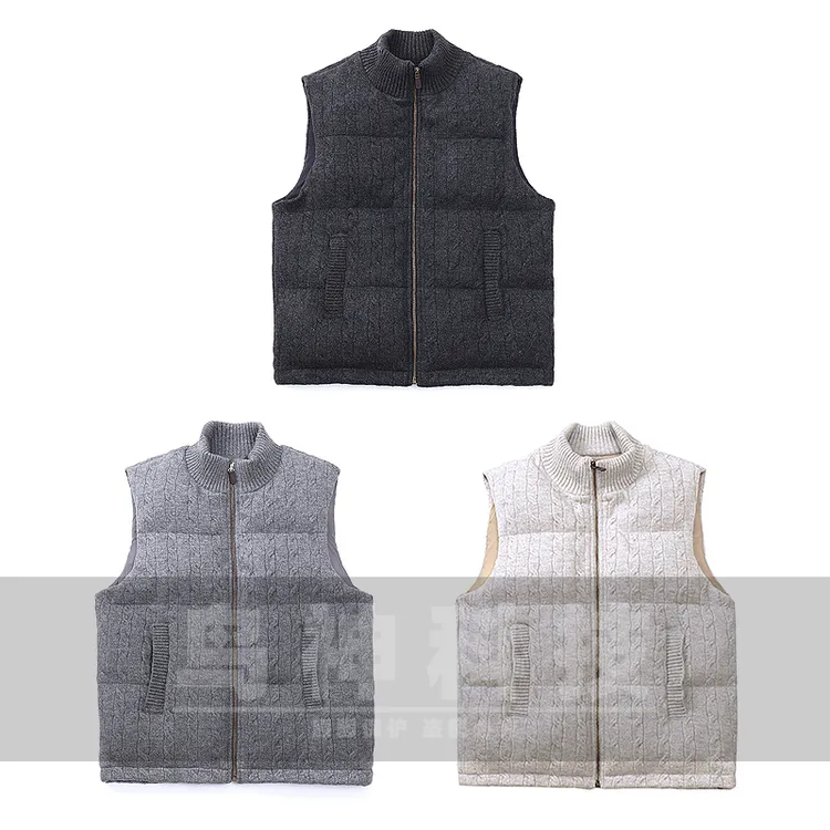 肇文户外 老钱风绵羊毛针织麻花马甲秋冬加厚坎肩