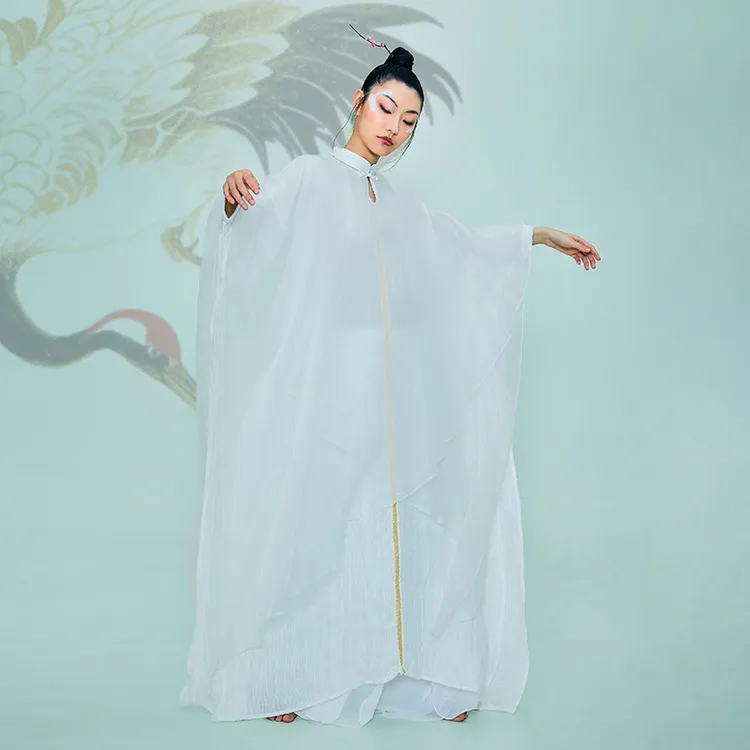 花椿詩意原创设计女装小众早秋亚麻大袍子长款宽松文艺盘扣连衣裙
