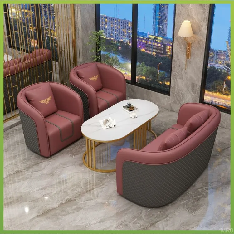 轻奢酒店会所洽谈沙发茶几组合宾利接待商务版办公会客大沙发桌椅