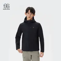 KOLON SPORT可隆软壳衣防泼水防风透湿保暖男士连帽拉绒软壳夹克