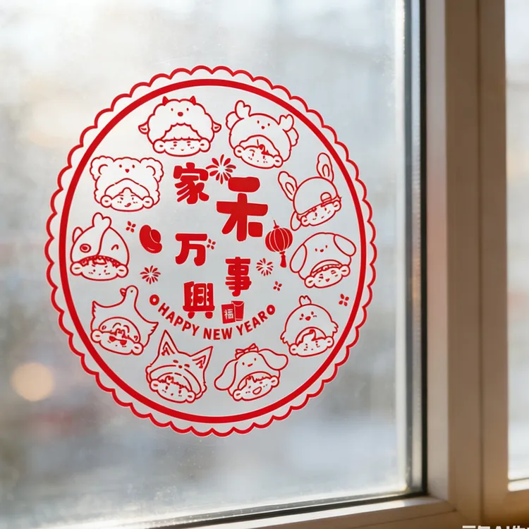 十个勤天新款马年窗花红包挂件静电贴春节装饰用品