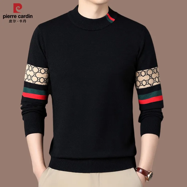 【皮尔卡丹】加绒加厚羊毛衫男装毛衣冬季新款半高领保暖高档上衣