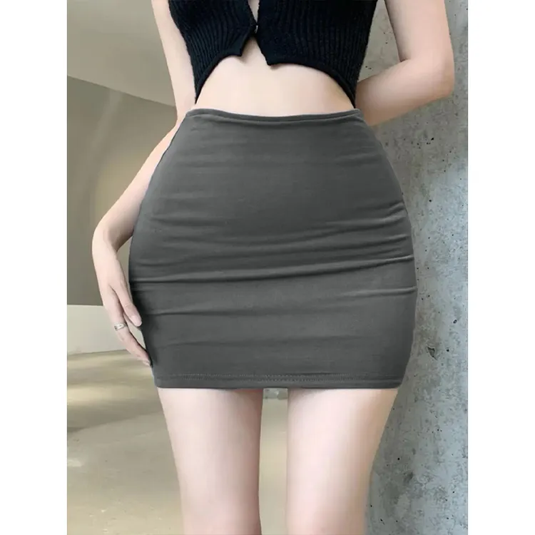 Moses Queen/魔西女王辣妹纯欲风高腰修身包臀裙气质褶皱半身短裙