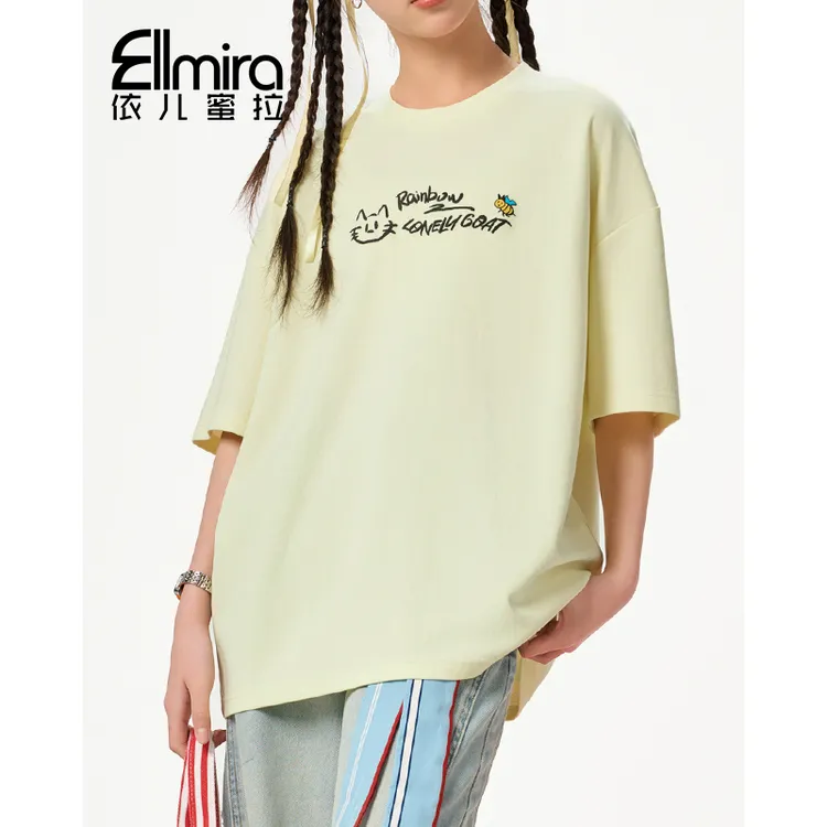 9062女童短袖t恤大版T夏季上衣宽松圆领2025新款大童洋气薄潮款 