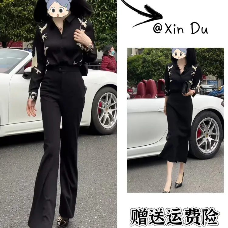 2025秋季新款时尚显瘦气质女士网红洋气两件套百搭款D22875